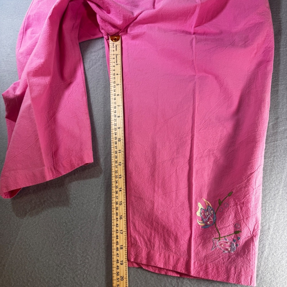 WTG Ladies Club Pink Cotton Loungewear Set 2X Embroidered Tropical Fish Hot Pink - Picture 7 of 8